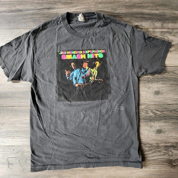 Jimi Hendrix Smash Hits T Shirt Rock N Roll Music Band Tee Black Sz L - Picture 1 of 6